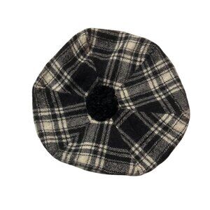 Ingles Buchan Menzies Black & White Tartan Wool Beret Pom Pom Unisex Scotland